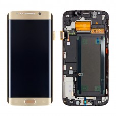Оригинален LCD дисплей + тъчскрийн дисплей с Frame за Galaxy S6 Edge + / G928F (злато)