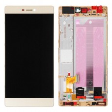 Para Huawei P8 Pantalla LCD y digitalizador Asamblea con marco completo (oro) 