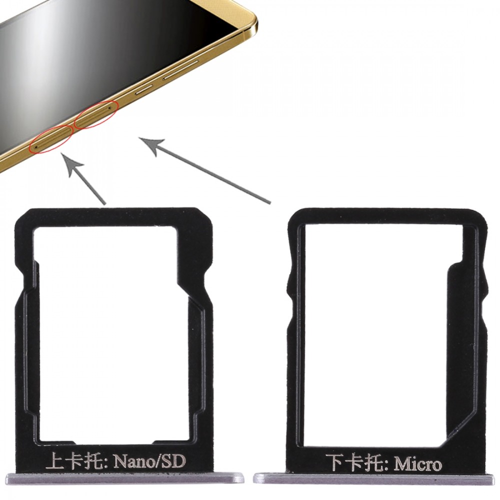 Productie Stimulans hoofdpijn SIM Card Tray + SIM Card Tray / Micro SD Card for Huawei Honor 6 Plus (Grey)