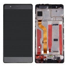 För Huawei P9 Standardversion LCD-skärm och digitizer fullmontering med ram (svart) 