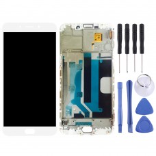 TFT-LCD-Bildschirm Materialien und Digitizer Vollversammlung mit Rahmen für OPPO R9 Plus (weiß)