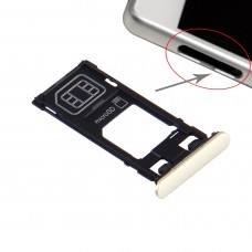 SIM Card מגש + מיקרו SD כרטיס מגש + חריץ כרטיס נמל אבק Plug עבור Sony Xperia X (גרסה SIM יחיד) (ליים זהב)