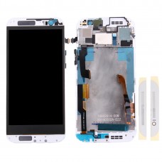 ЖК-екран і дігітайзер Повне зібрання з рамкою і передньої скляною кришкою об'єктива для HTC One M8 (Top + Bottom) (білий)