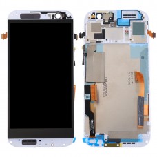 Pantalla LCD y digitalizador Asamblea con marco completo para HTC One M8 Dual SIM (blanco)