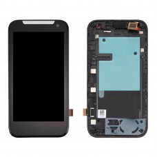 Dual SIM LCD-skärm och digitizer Fullständig montering med ram för HTC Desire 310 (Svart) 