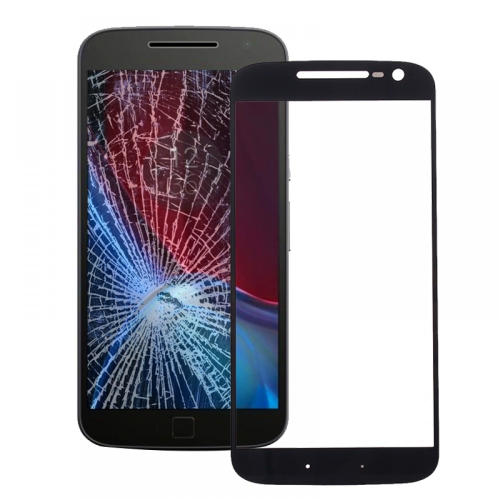 Lentille en verre extérieur à l'écran avant pour Motorola Moto G4 (Noir)