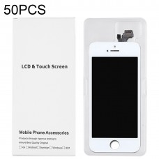 50 PCS მუყაოს შეფუთვა თეთრი ყუთი iPhone 5 LCD ეკრანზე და Digitizer სრული ასამბლეა