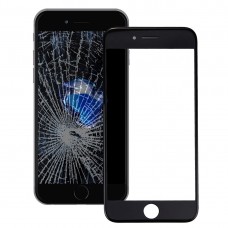 iPhone 7用フロントLCDスクリーンベゼルフレームとフロントスクリーン外側ガラスレンズ（ブラック）