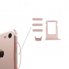 Plateau de carte + clé de commande de volume + bouton d'alimentation + touche de vibrateur de commutateur de muet pour iPhone 7 (or rose)