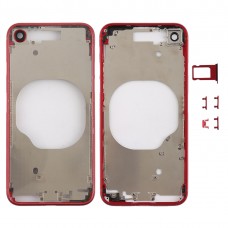 Transparent Back Cover with Camera Lens & SIM Card Tray & Side Keys for iPhone 8 (Red) 