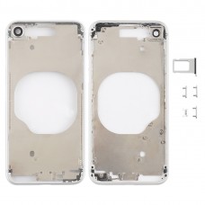 Couverture arrière transparente avec lentille de caméra et plateau de carte SIM et clés latérales pour iPhone 8 (blanc)