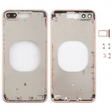 Trasparente della copertura posteriore con obiettivo di macchina fotografica e di SIM vassoio di carta e tasti laterali per iPhone 8 Più (oro)