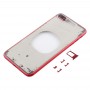 Przezroczysta tylna pokrywa z obiektywami aparatu i karta SIM i klucze boczne dla iPhone 8 Plus (czerwony)