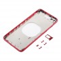 Transparente de la contraportada con la lente de la cámara y la bandeja de tarjeta SIM y Laterales Claves para el iPhone 8 Plus (rojo)