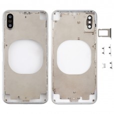 חזרה כיסוי שקוף עם מצלמת עדשה & SIM Card מגש & סייד מפתחות עבור iPhone X (לבנה)