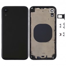 Tillbaka House Cover med kameralinsen & SIM-kortfack och sidokanaler för iPhone XR (svart)