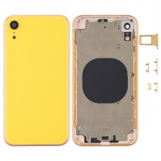 Couvercle de boîtier arrière avec lentille de caméra et plateau de carte SIM et touches latérales pour iPhone XR (jaune)