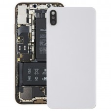 Batería de la contraportada con el bisel hacia atrás la cámara y lente y Adhesivo para iPhone XS Max (blanco)