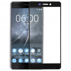 Frontscheibe Äußere Glasobjektiv für Nokia 6 (2nd Gen) (Schwarz)