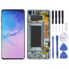 LCD Screen and Digitizer Full Assembly with Frame for Galaxy S10 (Blue)