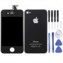 3 в 1 за iPhone 4s (LCD дигитализатор + стъклен бутон за обратно покритие + бутон за управление) (черен)