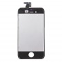 3 в 1 за iPhone 4s (LCD дигитализатор + стъклен бутон за обратно покритие + бутон за управление) (черен)