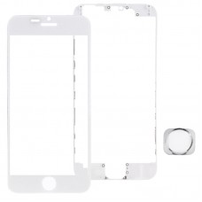 Etu-näytön ulkolasin linssi ja etupuoli LCD-näyttö Bezel Frame & Home Button Kit iPhone 6 Plus (valkoinen) 