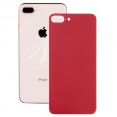 Easy Replacement Big Camera Hole Glass Back Battery Cover with Adhesive for iPhone 8 Plus(Red)