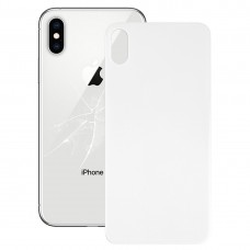 Easy Replacement Big Camera Hole Glass Back Battery Cover with Adhesive for iPhone X(White) 