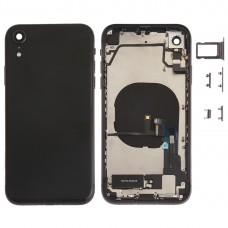 电池后盖组件（与侧键及大声扬声器和汽车及相机镜头与卡片盘和电源键+音量键+充电接口+信号排线及无线充电模块）的iPhone XR（黑色）