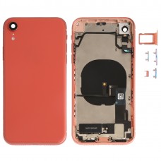Batteri Back Cover Assembly (med sidoknappar och högtalare och Motor & Camera Lens & Card Fack & Strömbrytare + Volymknapp + Laddningsport + Signal Flex Cable & Wireless Laddningsmodul) för iPhone XR (Orange)
