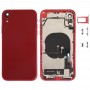 Montaż baterii tylnej pokrywy (z klawiszy bocznych i głośnikowe głośnik i soczewka i taca na karcie i przycisku i przycisku zasilania + przycisk głośności + port ładowania + Moduł kabla Flex Signal Cable & Wireless) dla iPhone XR (Red)