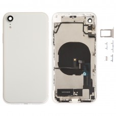 Montaż baterii tylnej pokrywy (z klawiszy bocznych i głośnikowe głośnik i silnik i obiektyw aparatu i przycisku karty i przycisku zasilania + przycisk głośności + port ładowania + Moduł kabla Flex Signal Cable & Wireless) dla iPhone XR (srebrny)