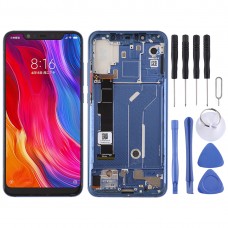 LCD Screen and Digitizer Full Assembly with Frame & Side Keys for Xiaomi Mi 8(Blue)