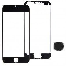 正面屏幕外玻璃镜片及前LCD屏幕框镜架和主页按钮套件iPhone 6加号（黑色） 