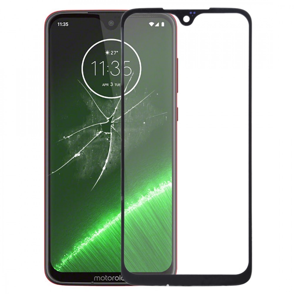 Elülső képernyő Külső üveglencse a Motorola Moto G7 Plus (fekete) számára
