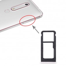 Bandeja de tarjeta de la bandeja de tarjeta SIM + SIM / Micro tarjeta SD Bandeja para Nokia 6,1 / 6 (2018) / TA-1043 TA-1045 TA-1050 TA-1054 TA-1068 (blanco)