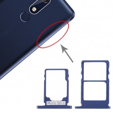SIM kártya tálca + SIM-kártya tálca + Micro SD kártya tálca Nokia 5.1 TA-1075 (kék)