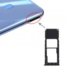 SIM-kort fack + Micro SD-kort fack för Galaxy A20 A30 A50 (Svart)