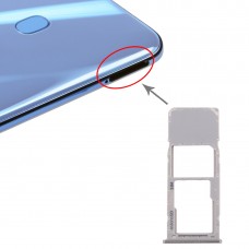 SIM-kort fack + Micro SD-kort fack för Galaxy A20 A30 A50 (Silver)