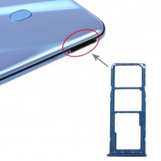 SIM-kort fack + SIM-kort fack + Micro SD-kort fack för Galaxy A20 A30 A50 (blå)