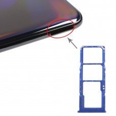 SIM karta Tray + SIM karta zásobník + Micro SD Card Tray pro Galaxy A70 (modrá)