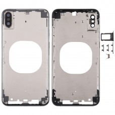 Прозрачная задняя крышка с камерой карта лотка и боковыми клавишами объектива и SIM для iPhone XS Max (черный)