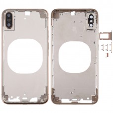 Átlátszó hátlap Fényképezőgép Objektív és SIM-kártya tálca és oldalsó gombokkal iPhone XS Max (Gold)