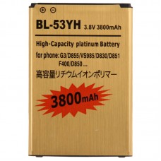 BL-53YH 3800MAH高容量黄金商务电池为LG G3 / D855 / VS985 / D830 / D851 / F400 / D850 