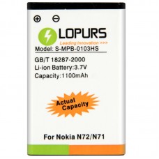 LOPURS High Capacity Business Battery for Nokia N72 / N71 (Actual Capacity: 1100mAh) 