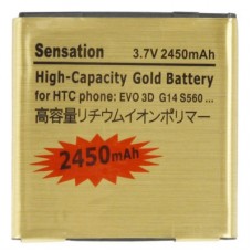 2450mAh High Capacity Goldbatterie für HTC EVO 3D / Sensation XL / G14 / X515m / G17 Sensation XE Z715e / G18 