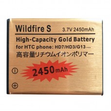 2450mAh High Capacity Gold Battery for HTC Wildfire S / G13 / HD7 / HD3 