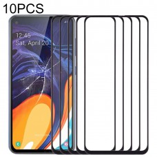 10 PCS Front Screen Outer Glass Lens for Samsung Galaxy A60 (Black)
