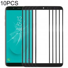 10 PCS delantero de la pantalla externa lente de cristal para Samsung Galaxy J6, J600F / DS, J600G / DS (negro)